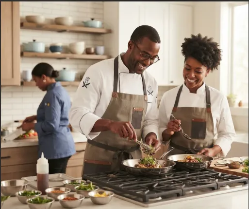 Cuisine de restaurant en activité